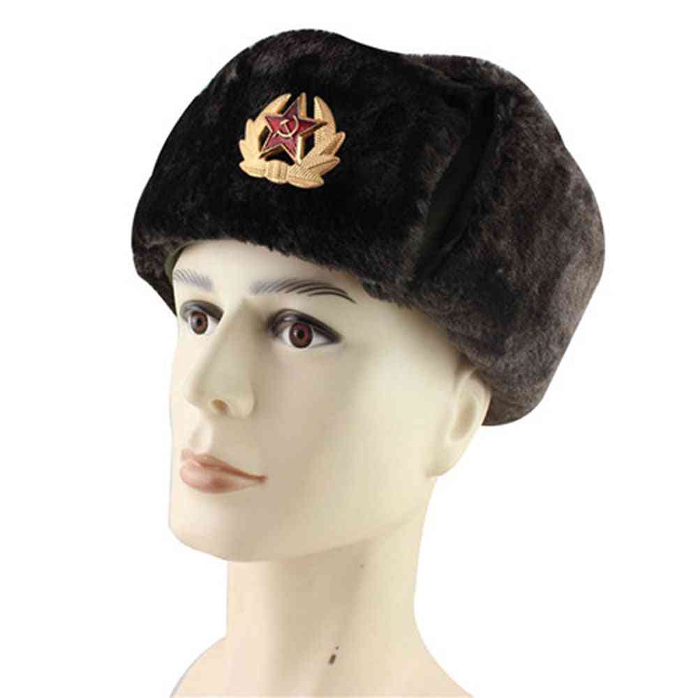 зима- руска армия, пилот, полицейска снежна шапка с наушници
