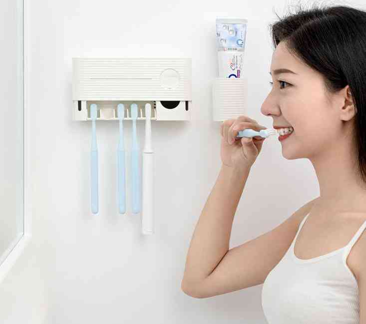 Uv Light, Sterilizer Holder- Inhibit Antibacterial, Automatic Toothpaste Dispenser
