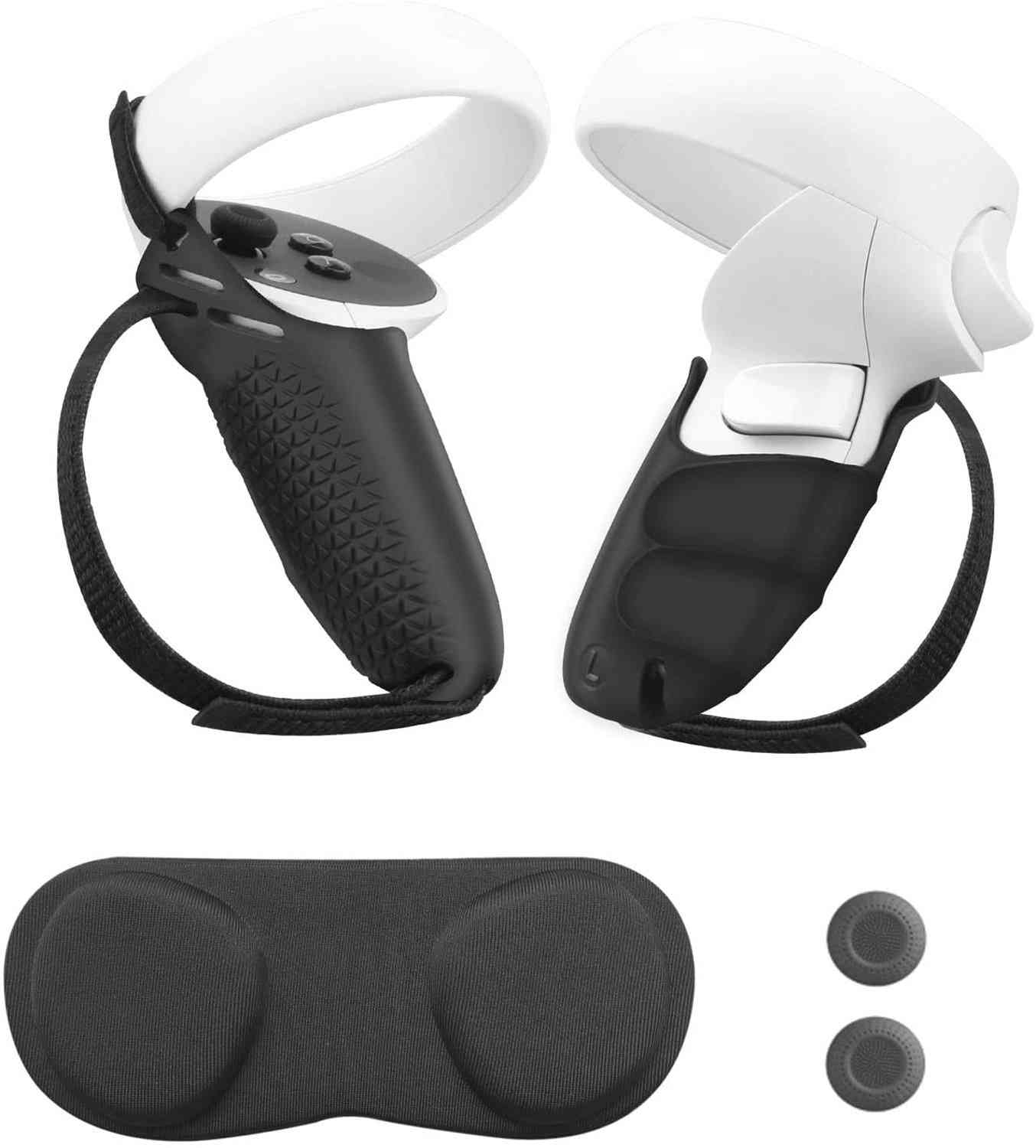 Premium-Silikon, Griffhüllenabdeckung, verstellbarer Knöchelriemen für Oculus Quest, 2-VR-Touch-Controller