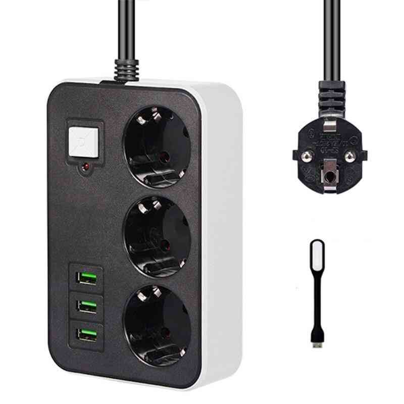 1.8 M Cable Universal Outlets 3 Usb Electrical Extension Cord Socket Network Filter