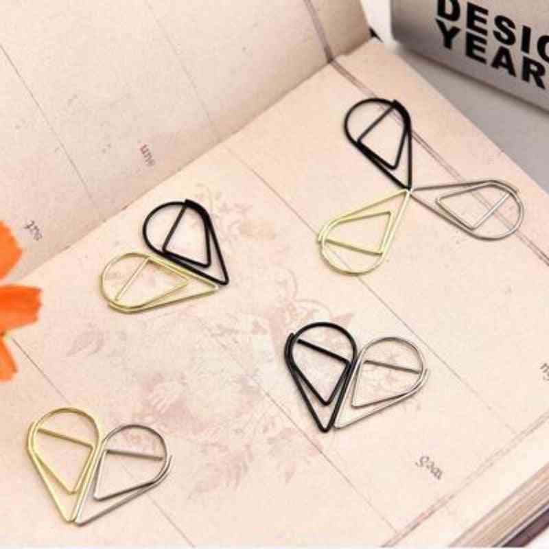 Mini Cute Metal Bookmarks Creative Water Drop Paper Clips
