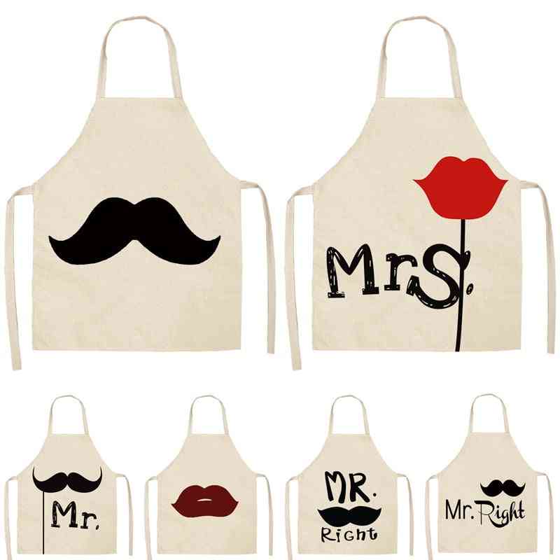 Couples Kitchen Aprons- Unisex Cooking Bibs, Cotton Linen, Pinafore Cleaning Tools