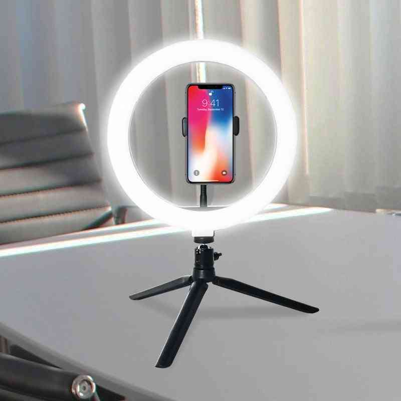 Ledda levande lampor med stativtelefon, fotobelysning, selfie -ringlampa