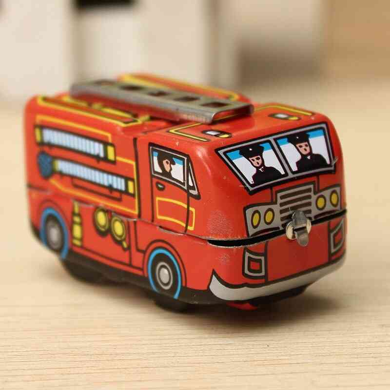 Chief Firefighter Car Truck Clockwork Wind Up Tin Toy