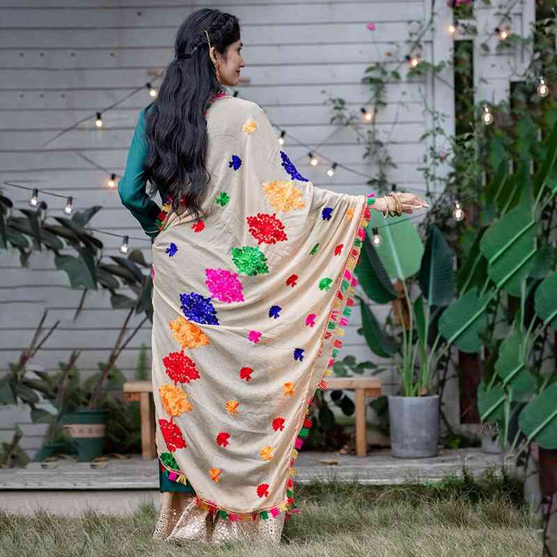 Embroideried Saree Chiffon Shawl & Woman Hijab Scarf
