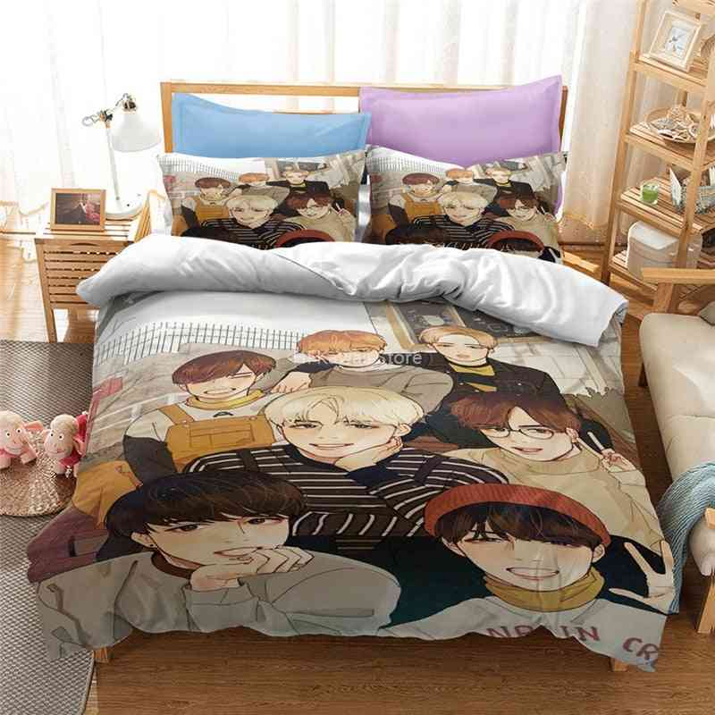 Popular Printed Bedding Set, Duvet Cover Pillowcase, Linen Bed Set-4