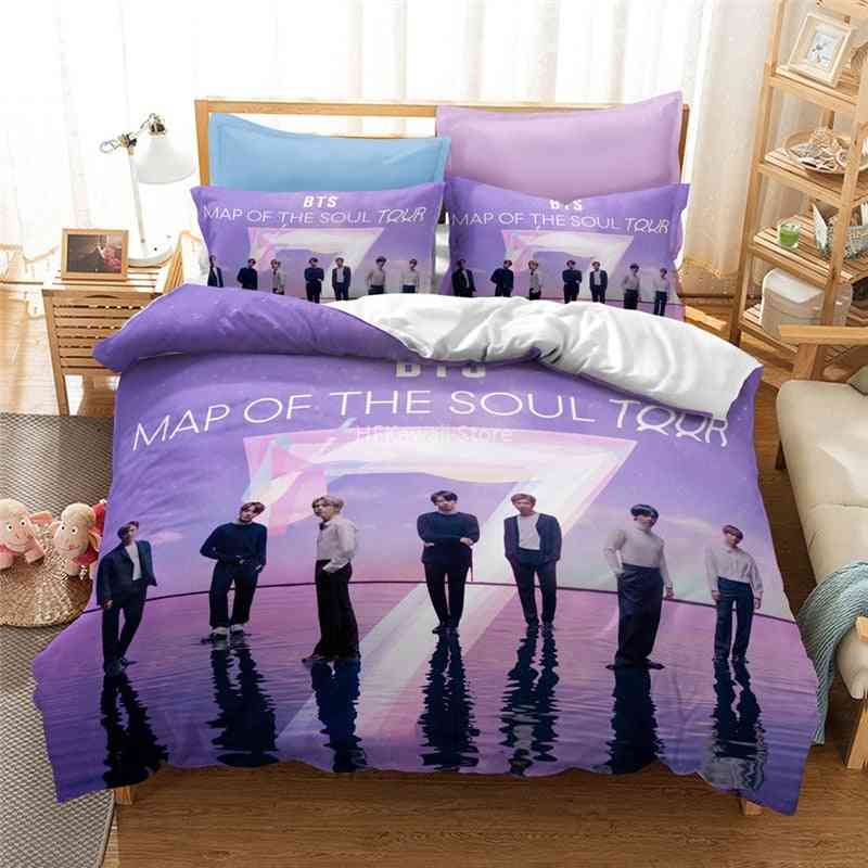 Popular Printed Bedding Set, Duvet Cover Pillowcase, Linen Bed Set-3