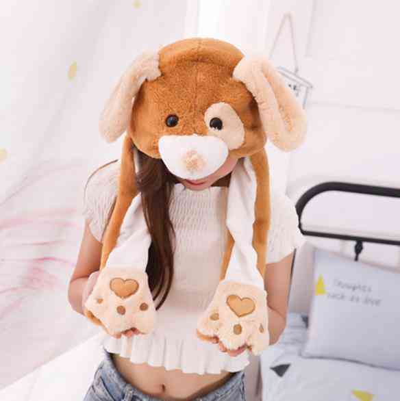 Cute Rabbit Moving Ears Airbag Hat, Soft Jumping Cap
