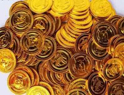 играчка за пластмасови биткойни златни монети със съкровище