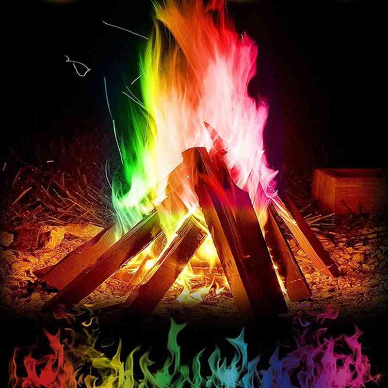 Magiske ildtricks, farverige flammer, pudderbål, pose klassisk legetøj