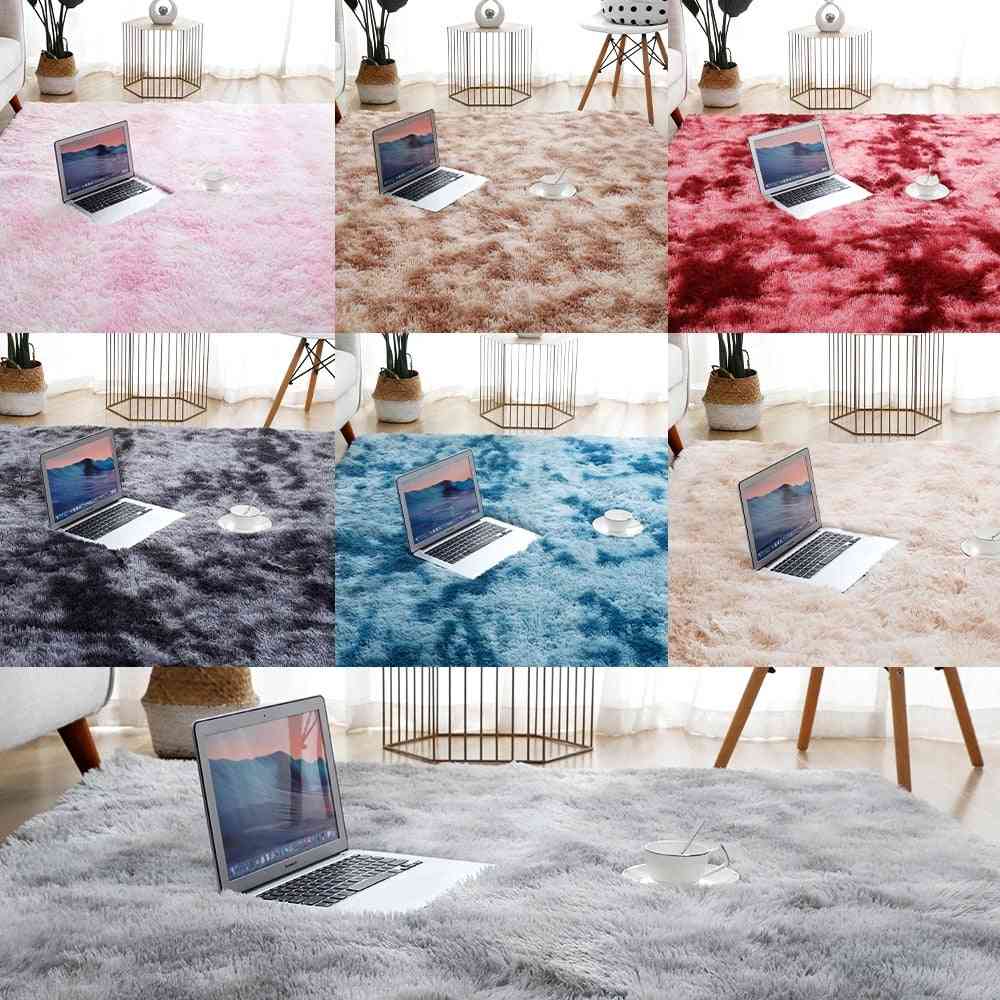 Soft Non-slip, Tie-dye Plush, Fabric Fluffy Square Carpet, Decorative Mat