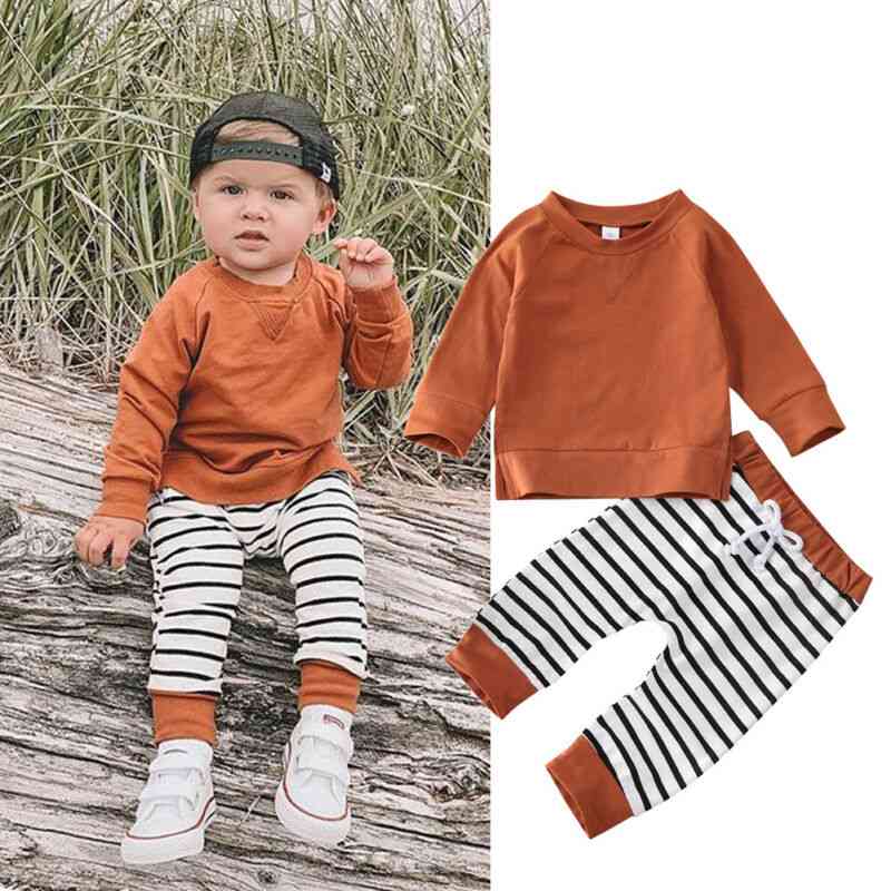 0-24m Newborn Infant Baby Boy Clothing Set Casual Hooded Tops Striped Pants Outfits Autumn Spring Costumes