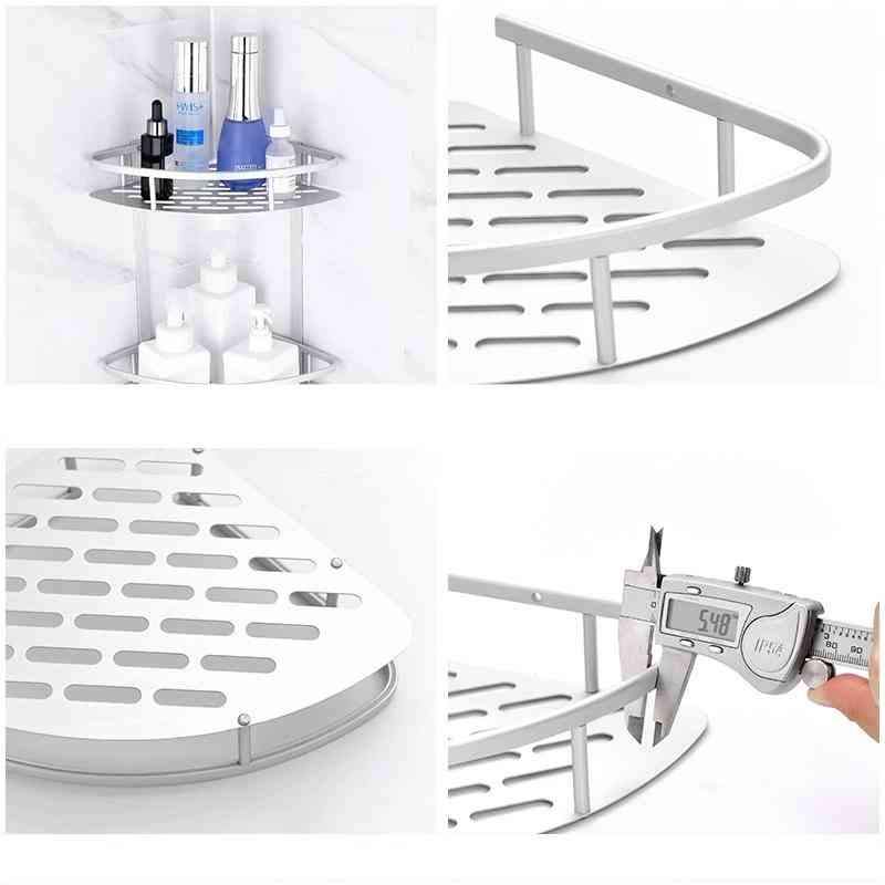 Aluminum- Bathroom Shelf Basket, Adhesive Suction, Corner Shelves Shower