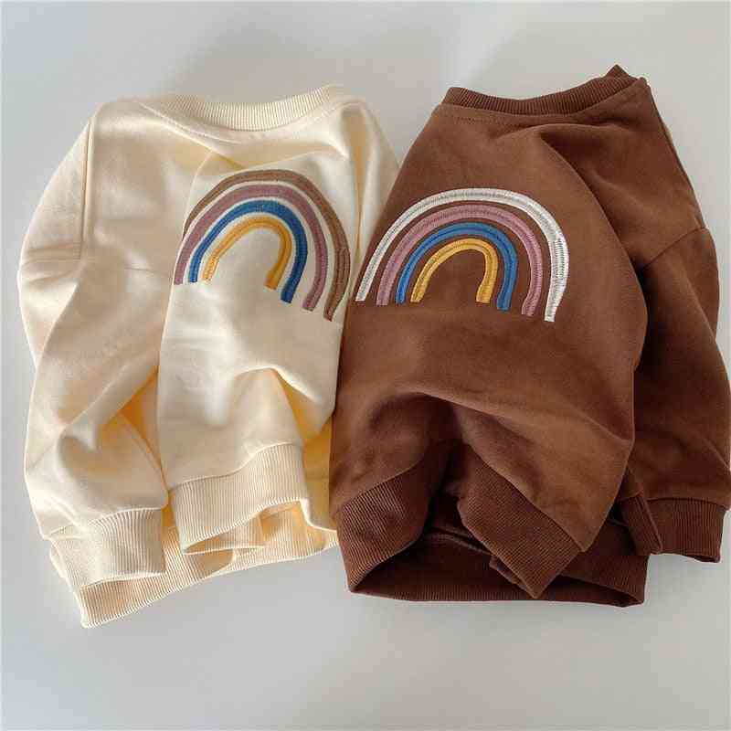Autumn- Embroidery Rainbow, Long-sleeve Soft Sweatshirts For,
