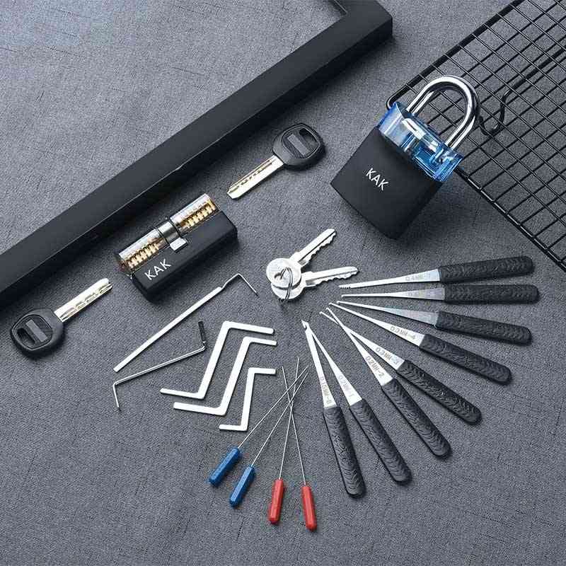 Padlock With Keys Lock Pick Broken Key Removing Hook Kit Extractor Set