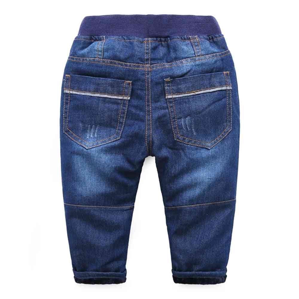Dziewczęce spodnie jeansowe ze sznurkiem, zimowe ciepłe dżinsy