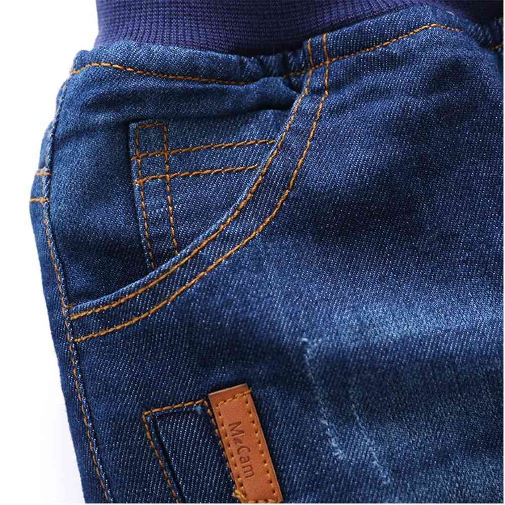 Dziewczęce spodnie jeansowe ze sznurkiem, zimowe ciepłe dżinsy