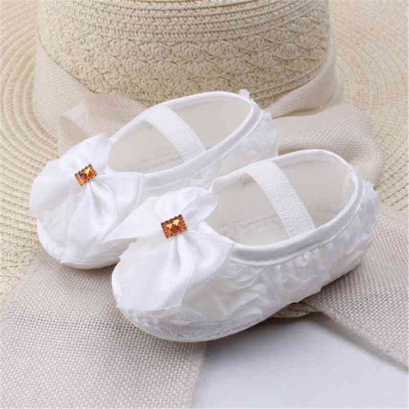 Cloth Rose Toddler Soft Soled Non-slip Infant Baby Girl Bow Knot Crib Shoes