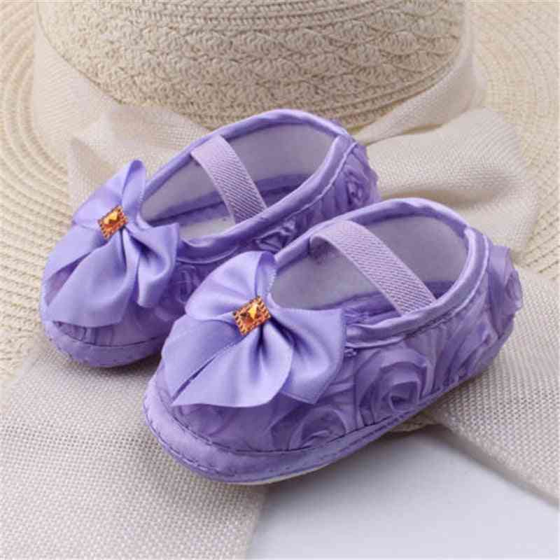 Cloth Rose Toddler Soft Soled Non-slip Infant Baby Girl Bow Knot Crib Shoes