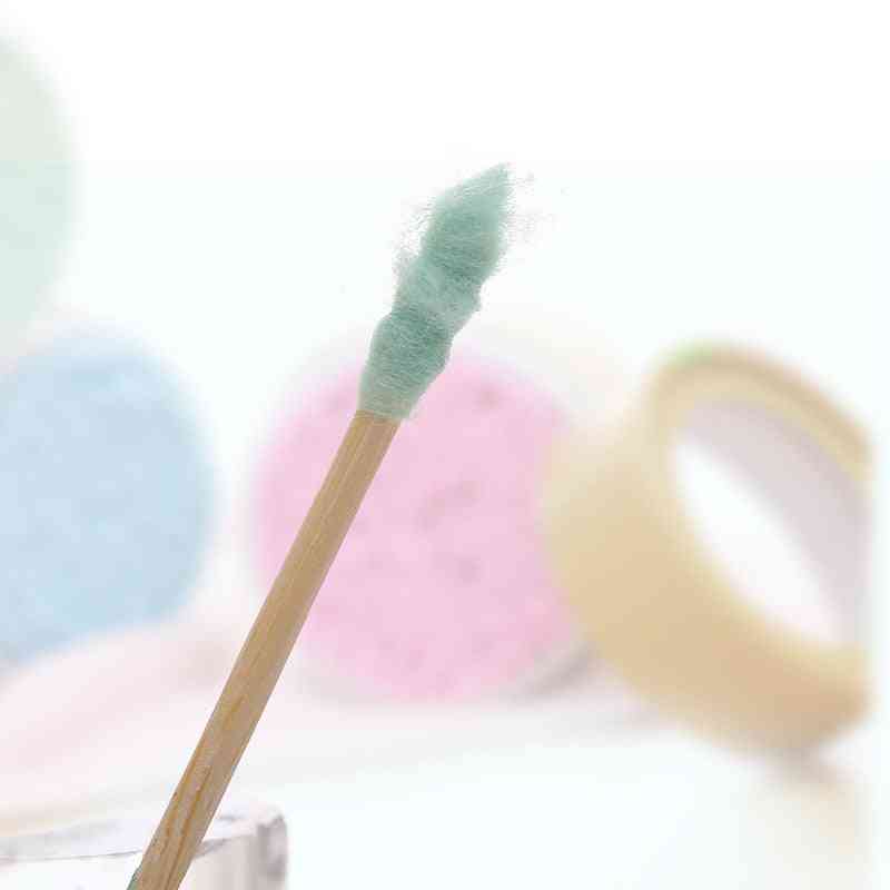 Baby Double Head Cotton Swab Bamboo Cotton Buds Ear Cleaning Wood Sticks
