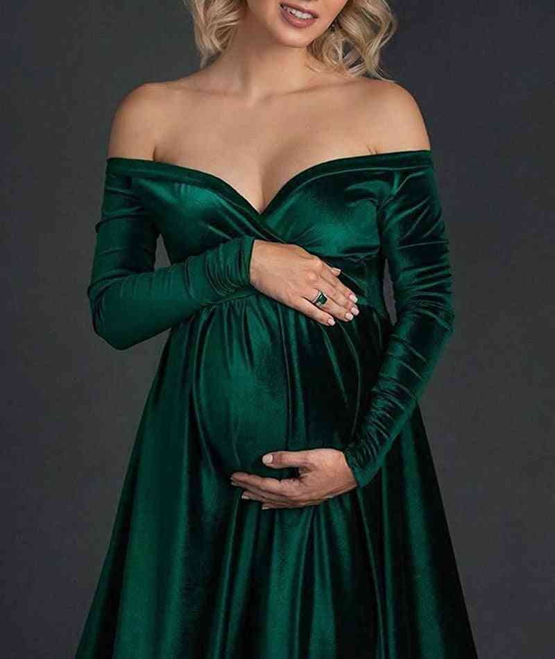 Ciąża długa ciąża, rekwizyty fotograficzne, sukienka maxi