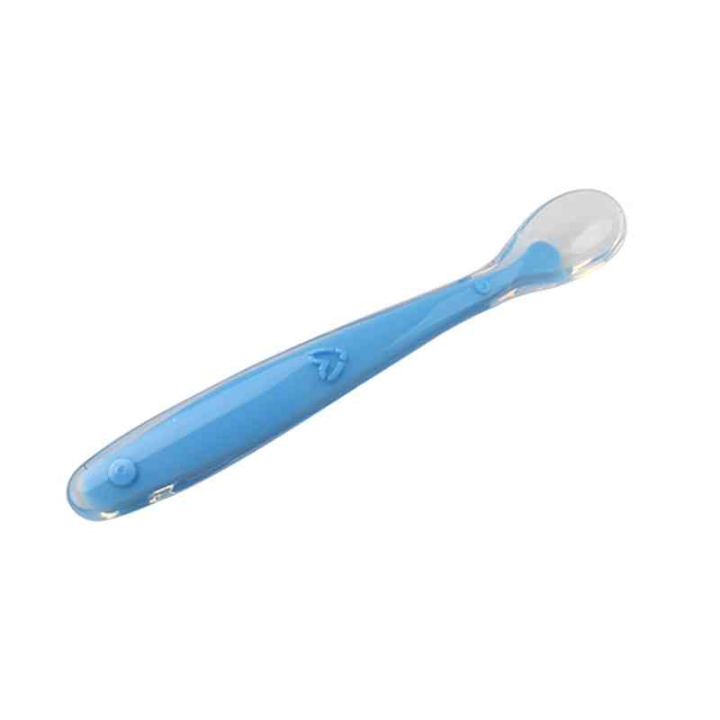 Soft Silicone- Temperature Sensing, Food Feeding Spoon For Baby