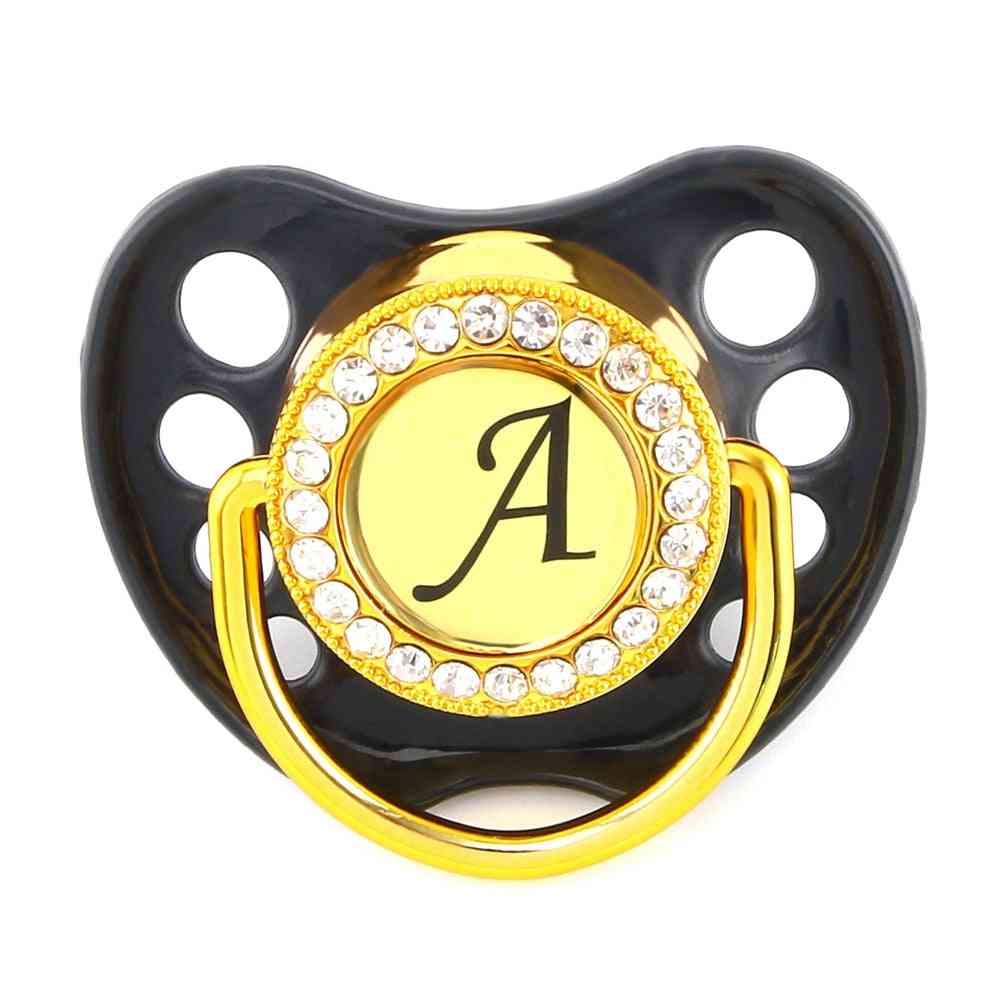 Rhinestone Baby Pacifier/ Nipples With Alphabet A