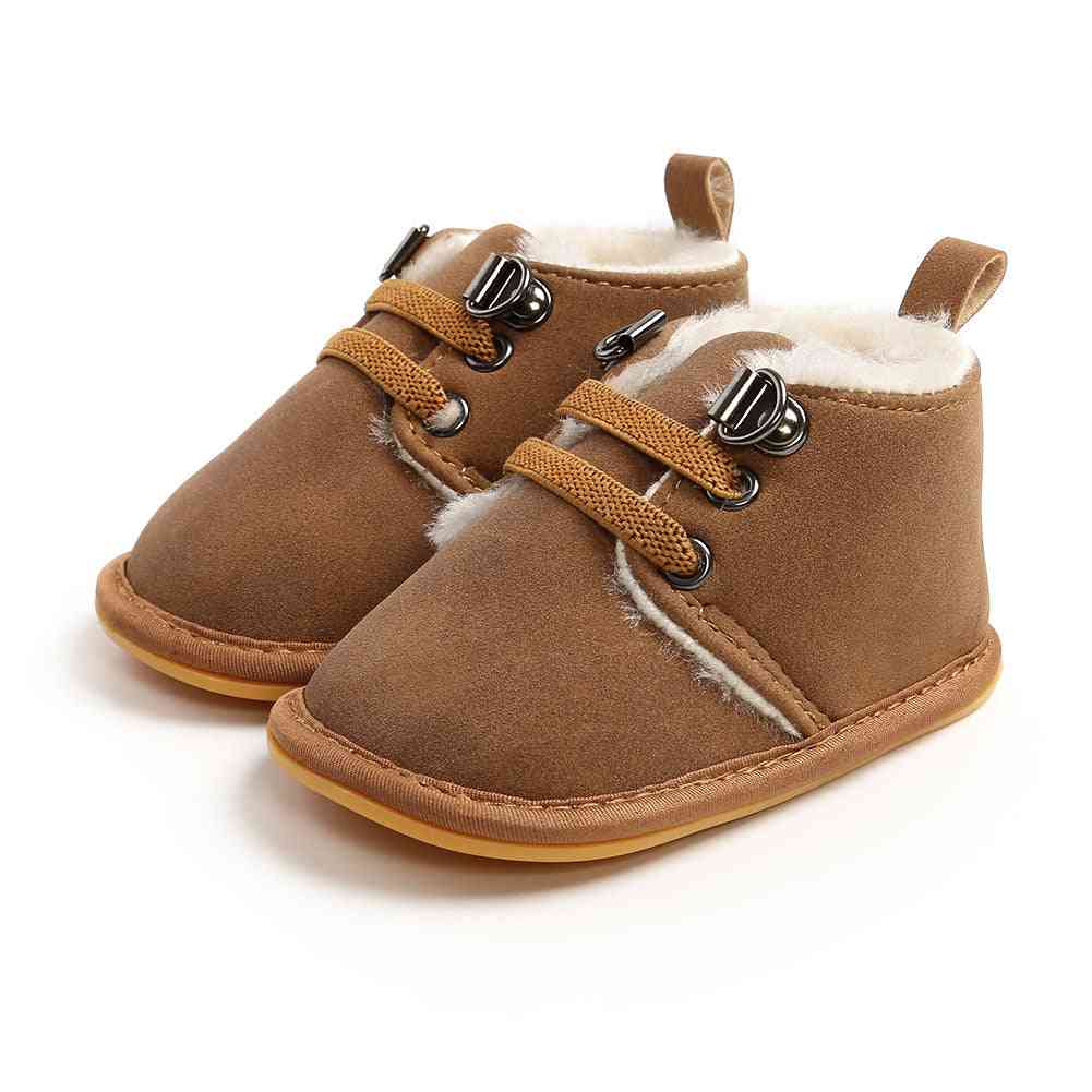 Solid Lace-up Baby Boots