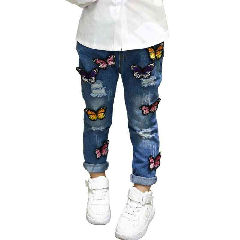 Butterfly Ripped, Skinny Casual, Denim Jeans Pants For