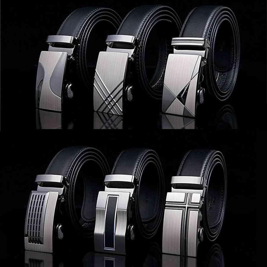 Men Belt, Automatic Buckle Cowhide Leather Belts