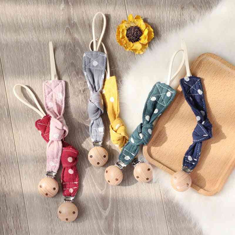 Baby Pacifier Clip Chain Cotton Cartoon Wave Point Country Style Pacifier Holder Dummy Handmade