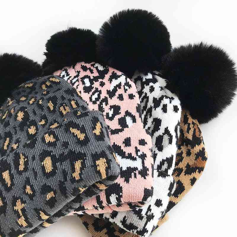 Odpovídající rodinné oblečení leopardí čepice, zimní čepice matka děti