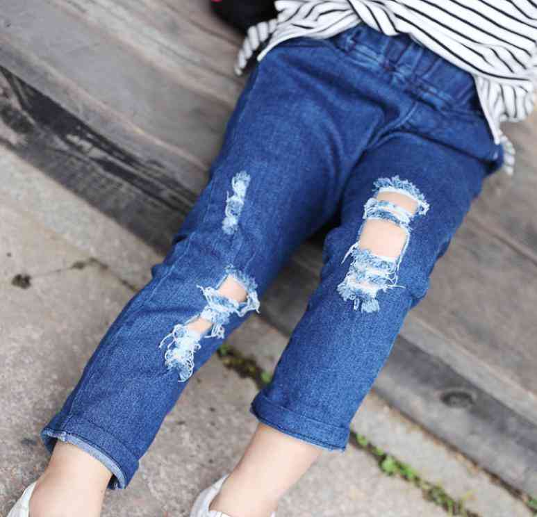 Dekliške in spomladansko/poletne priložnostne ohlapne raztrgane jeans hlače