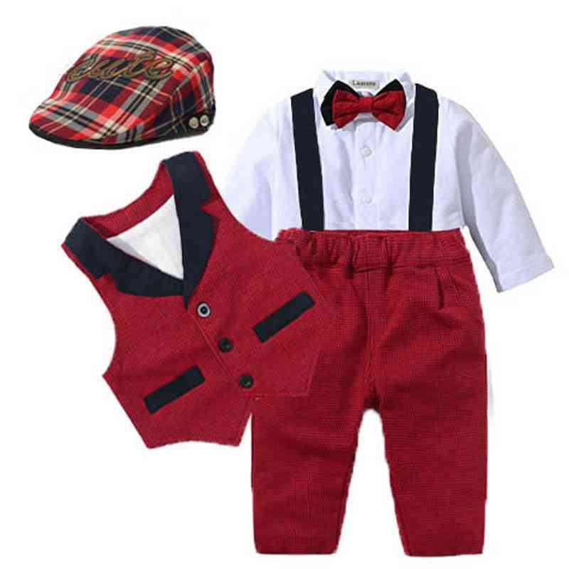 Baba öltönyök, újszülött fiú mellény, nadrág és sapka formális ruházat