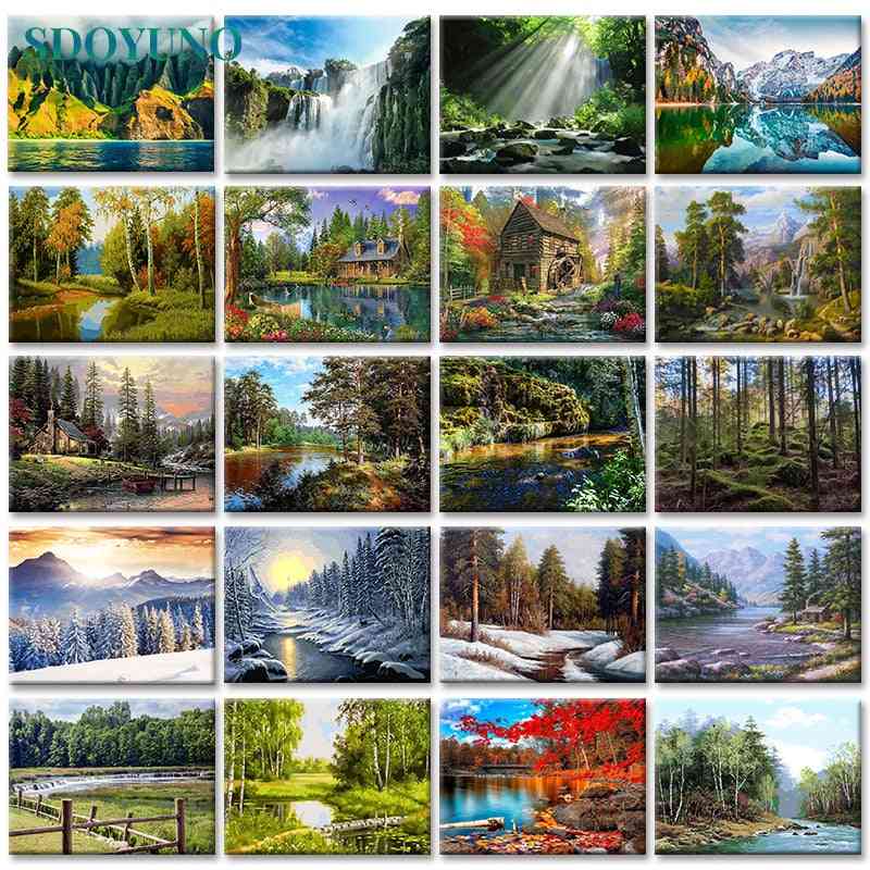 Frameless Painting, By Numbers Landscape Pictures For Home Decoration ( Set 2)