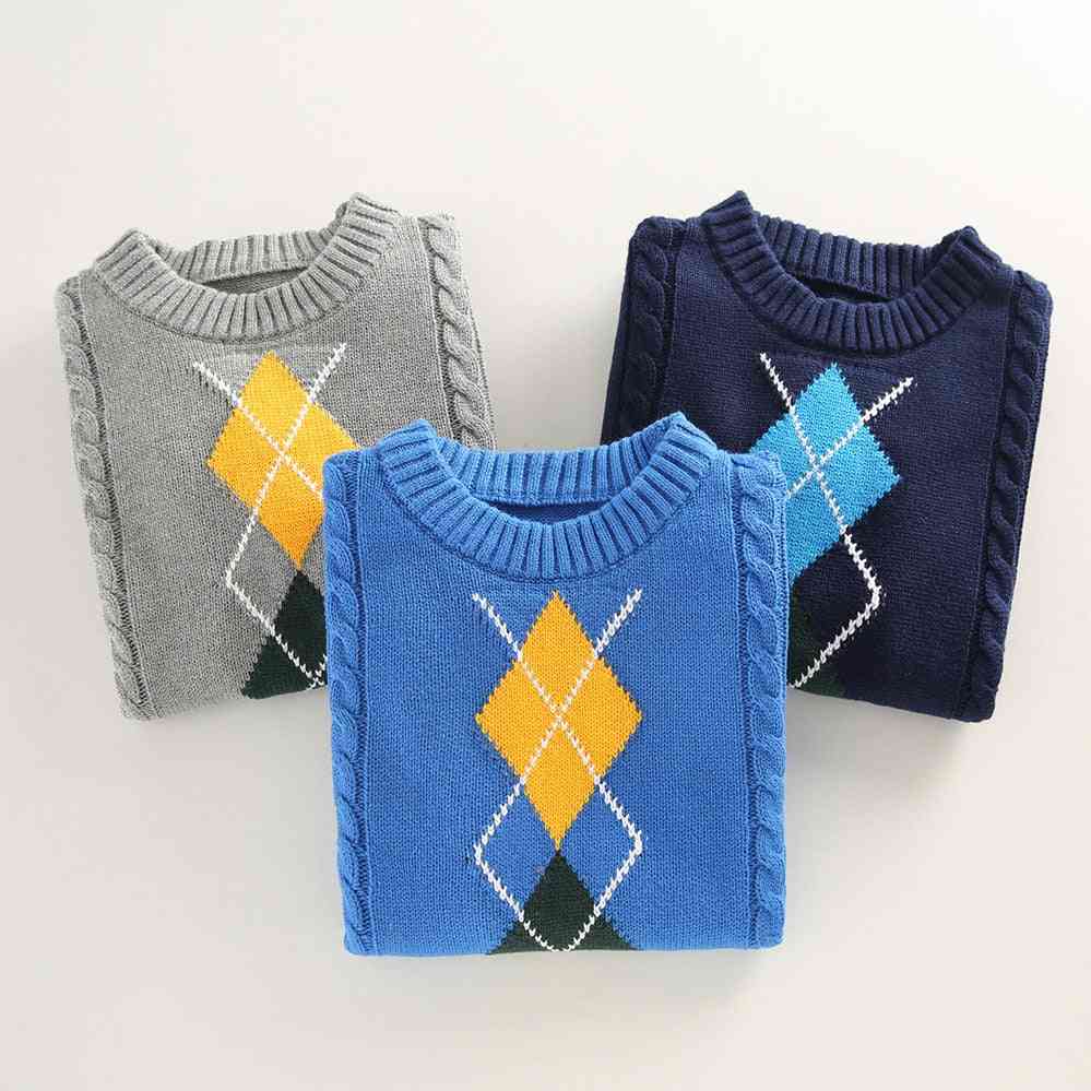 Pletenie chlapčenských svetrov, zimné oblečenie nový teplý sveter s výstrihom