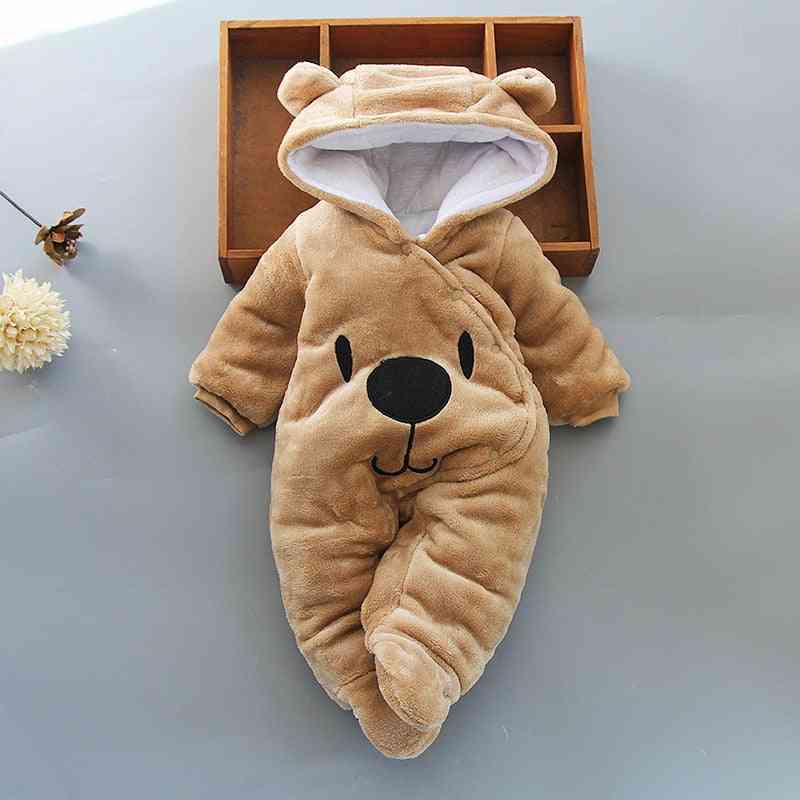 Autumn Winter Baby Romper, Cotton Hooded Overalls