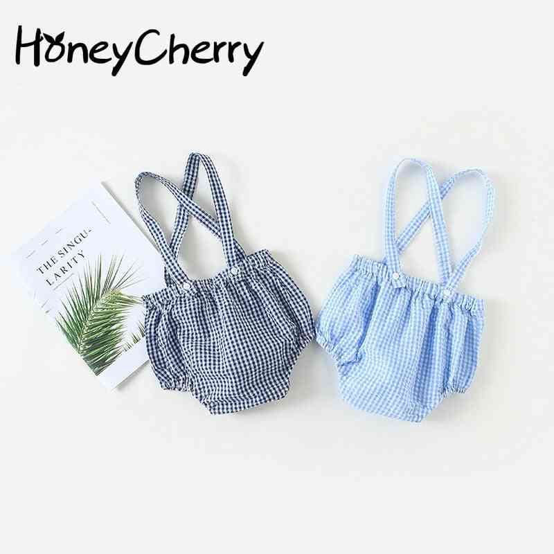 Summer Baby Lattice Braces Body Pants, Loose Cotton And Thin Jumpsuit