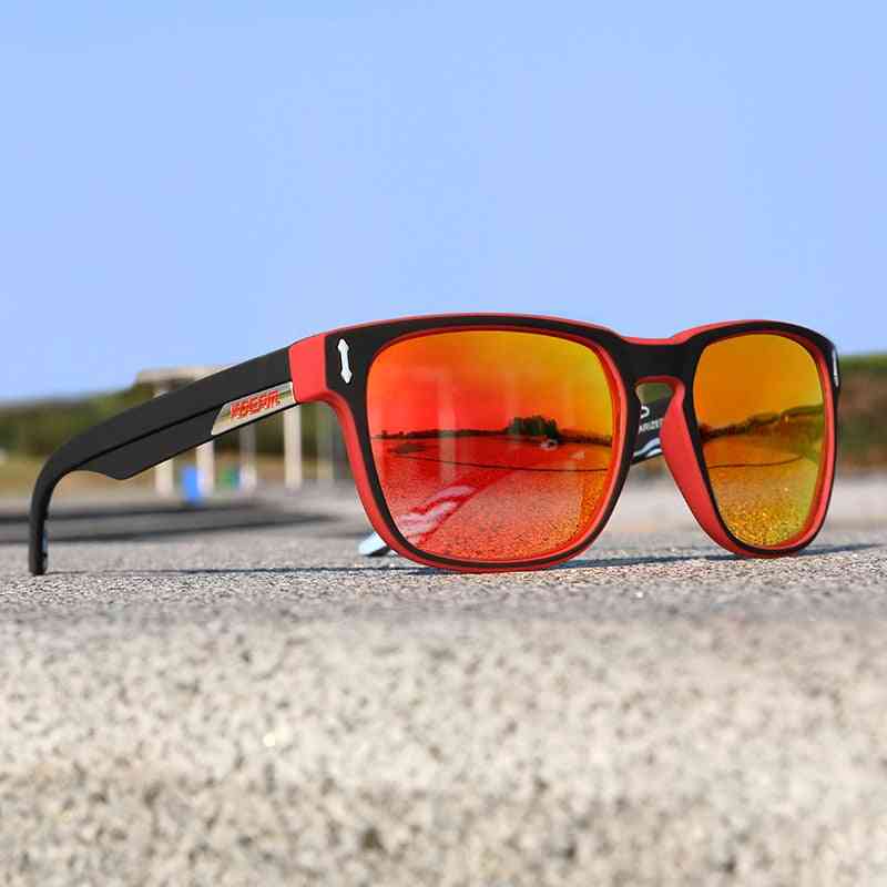 Metal Hinge- Mirrored Polarized, Square Sport, Sunglasses