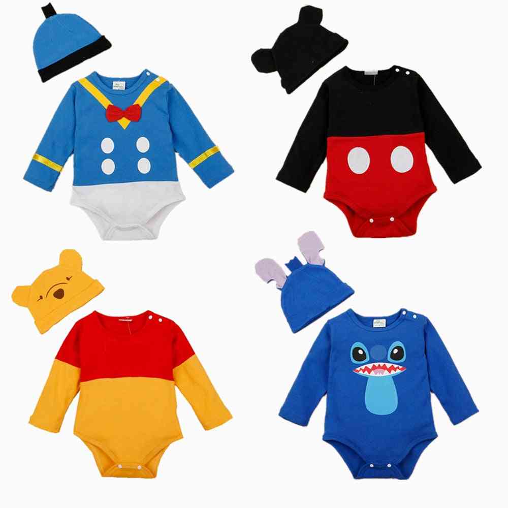 One-piece Cartoon Romper With Hat Set-cotton Costumes, Jumpsuits For,
