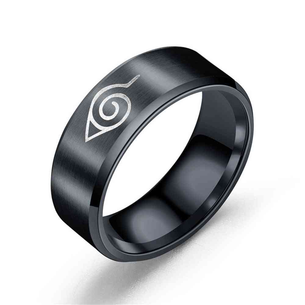Naruto Rings, Wide Leaf Village Symbol Stainless Steel Cosplay Ninja Sign