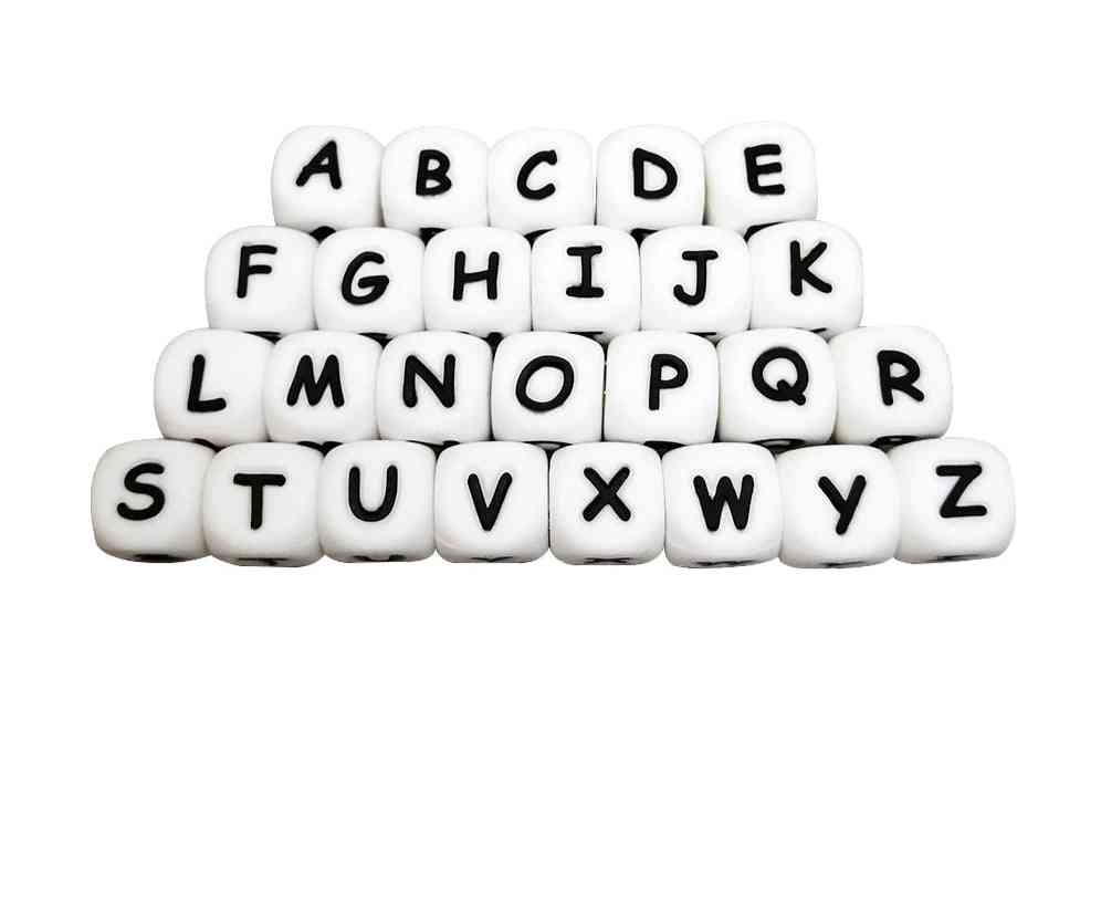 English Alphabet Food Grade Silicone Chewing Beads