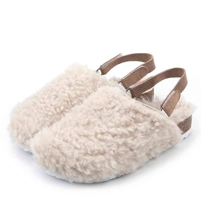 Boys & Fur Slides Indoor Shoes, Warm Slippers