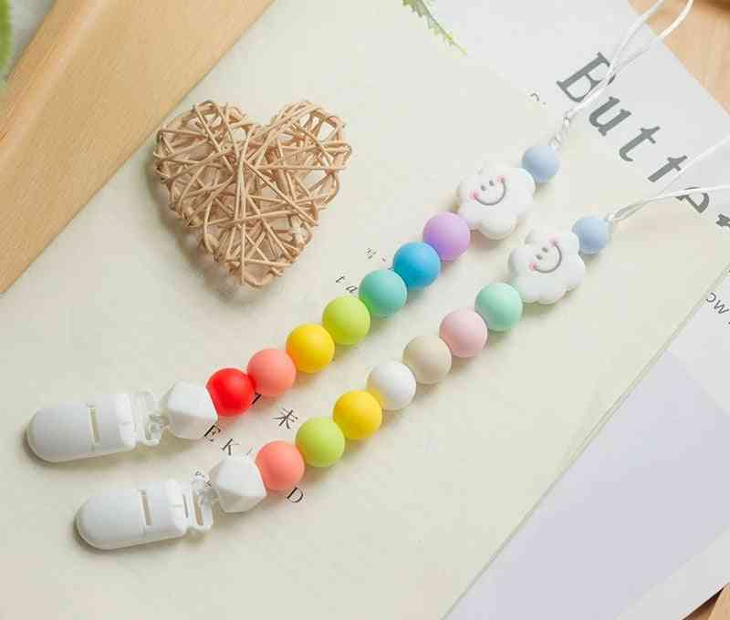 Silicone Rainbow, Cartoon Teething Chain, Soother Chew, Nipple Holder For Baby