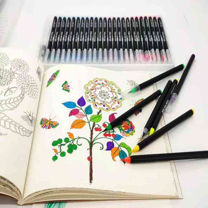 48 väriä art marker vesiväri harja kynät maalaus piirustus (48 väriä)
