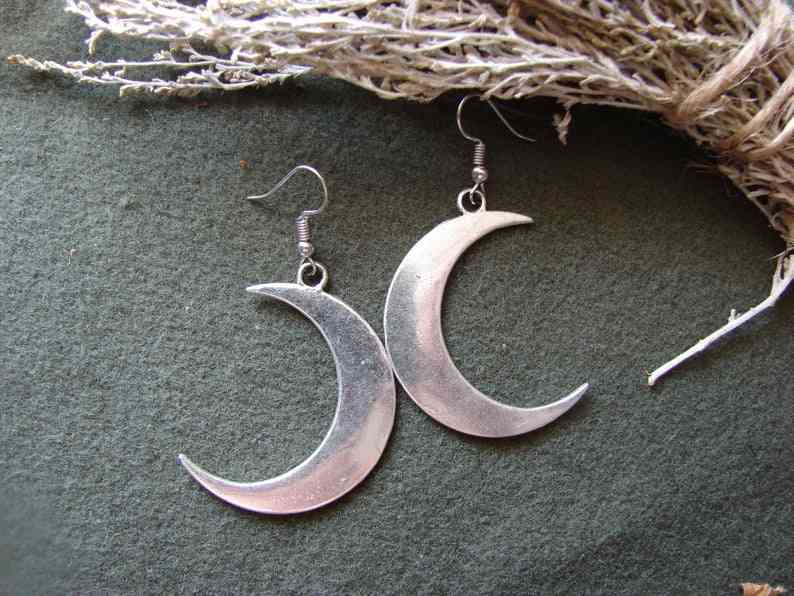 Neo-gothic Moon Pendant Choker, Earring And Necklace