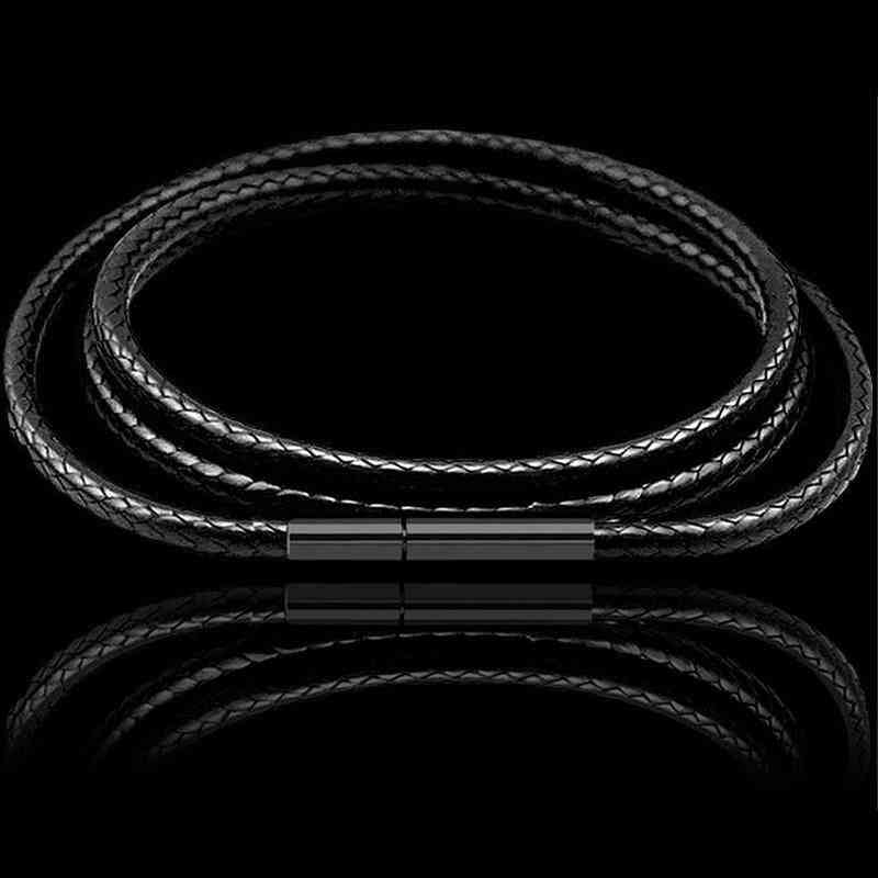 Necklace Leather Cord Wax Rope Chain With Stainless Steel Clasp