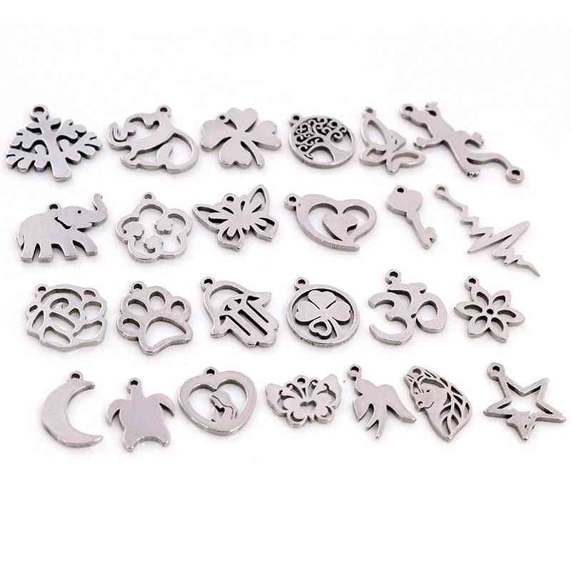 Stainless Steel Butterfly Tree Heart Charms Handmade Craft Pendant