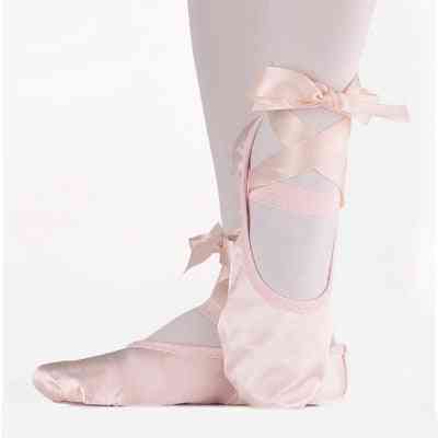 Baletní tanec hedvábné taneční boty pointe se stuhou