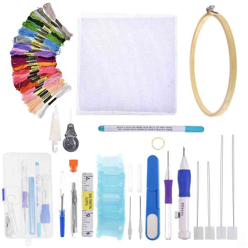 Magic Embroidery, Pen Punch Needle Kit- Threads Cross Stitch, Knitting Sewing Tools